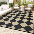 8x10 Outdoor Plastic Straw Rug Black/Camel - Reversible, Waterproof