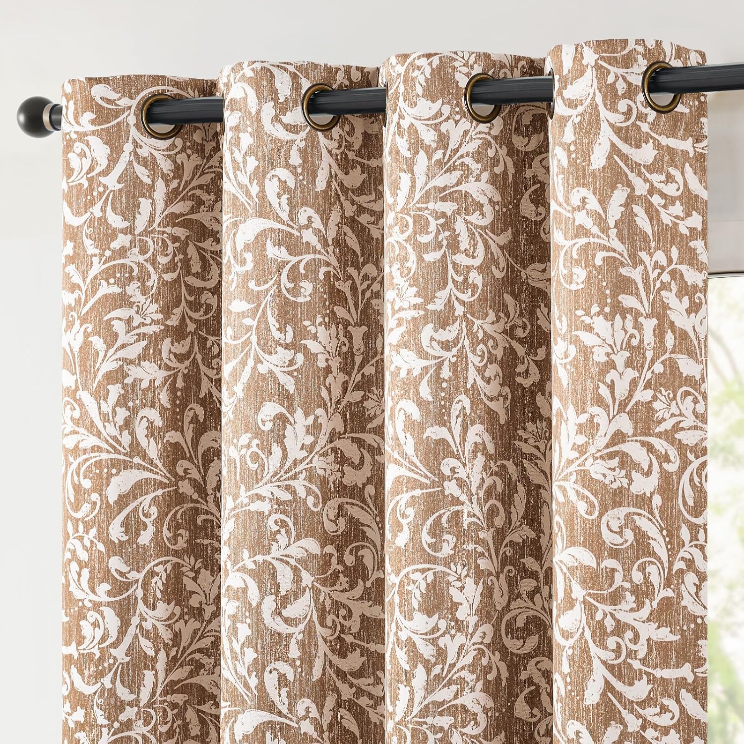 jinchan Blackout Curtains for Bedroom with Vintage Floral Design