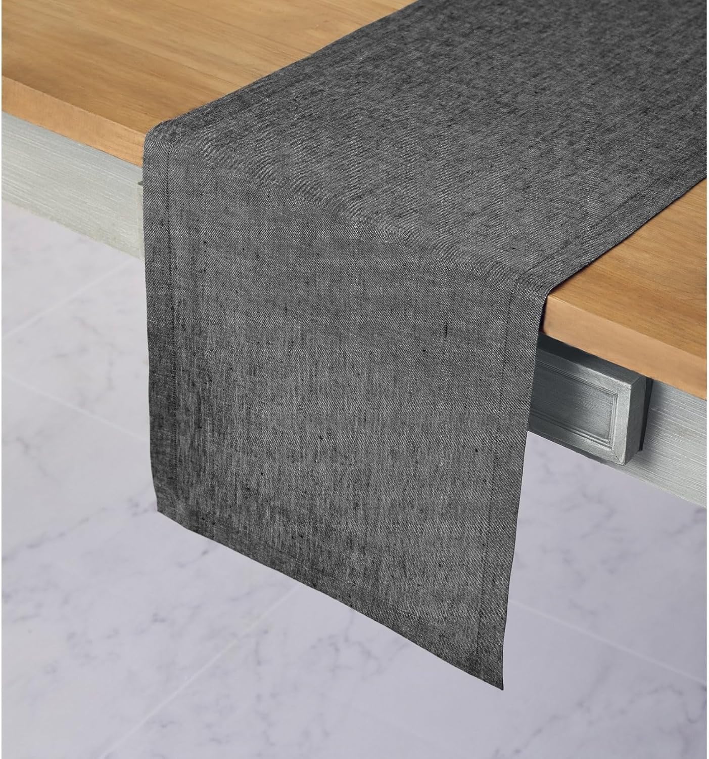 Elegant Charcoal Grey Linen Table Runner for Stylish Occasions