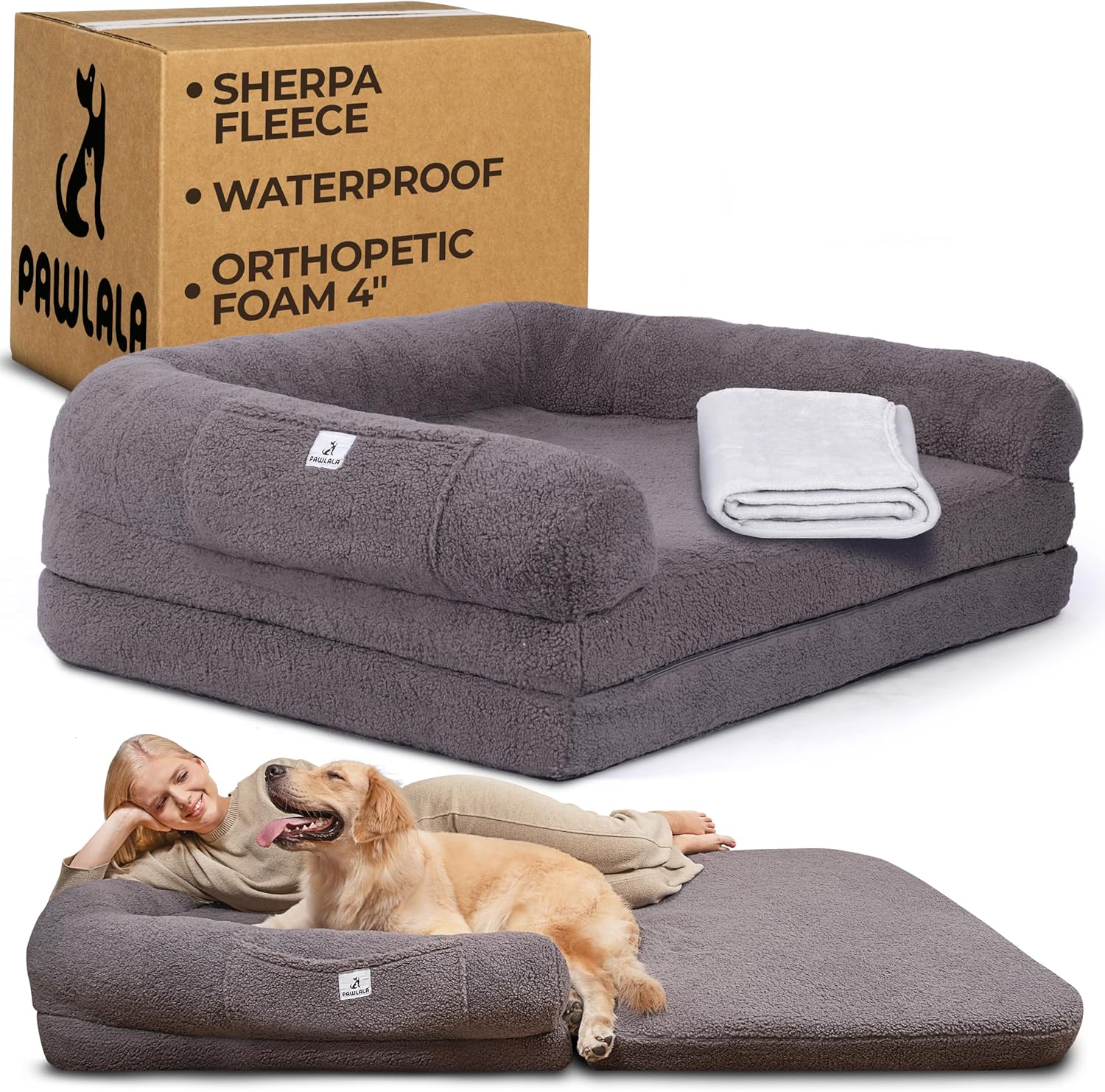 2 in 1 Human Dog Bed for Adults with Orthopedic Foam Support