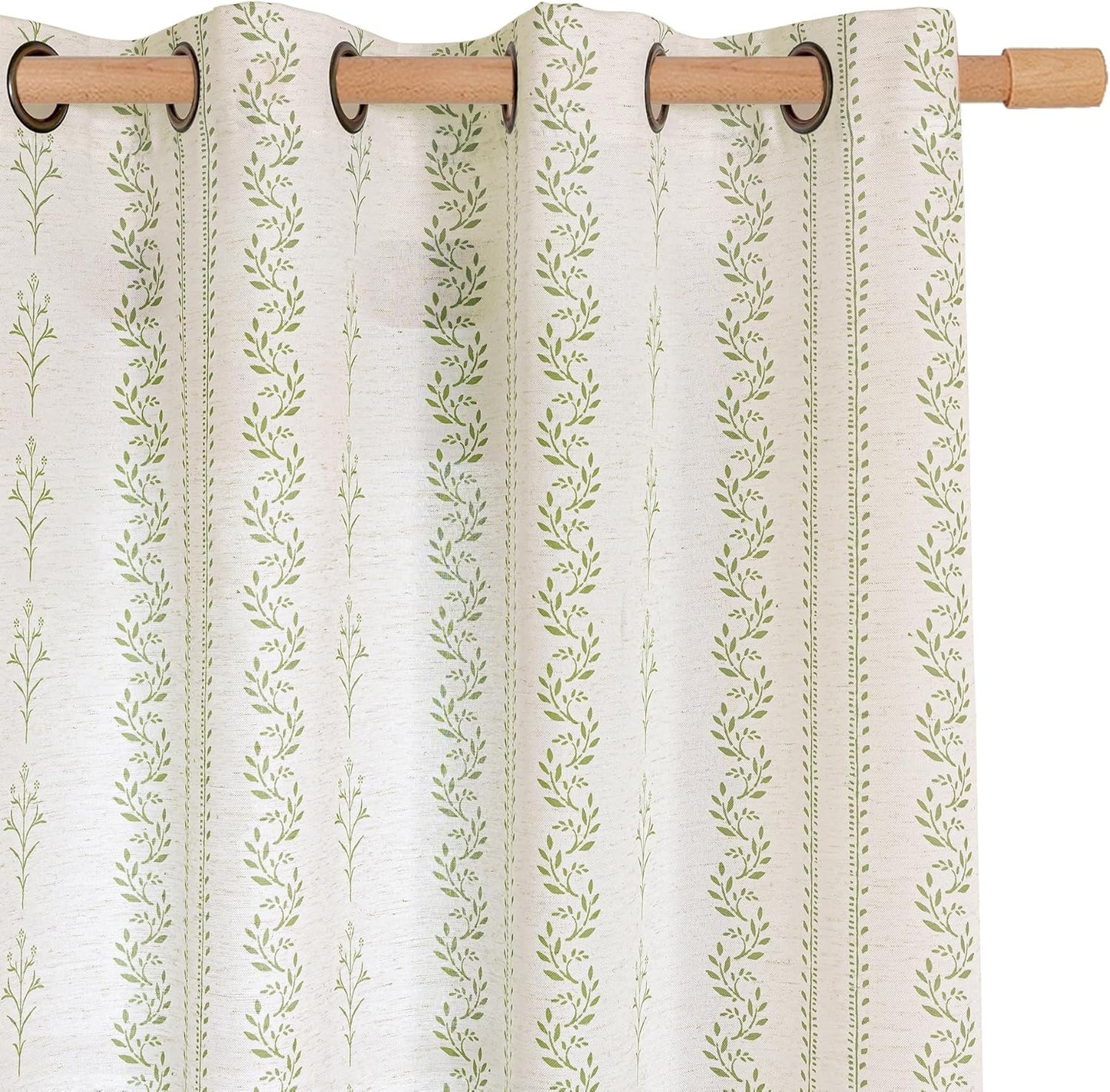 Sage Green Floral Print Curtains for Boho Chic Home Decor