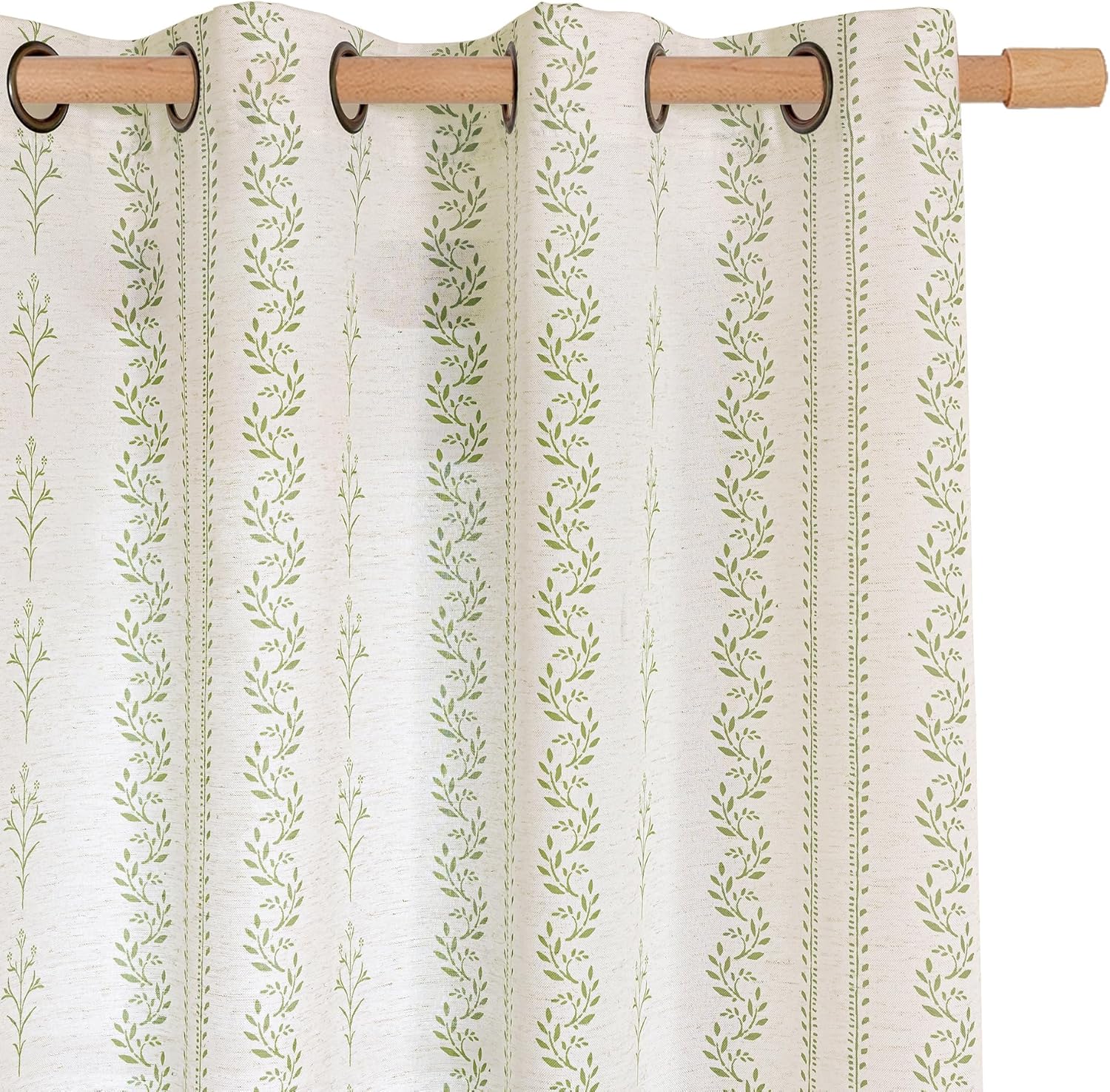 Sage Green Floral Print Curtains for Boho Chic Home Decor