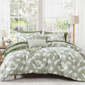King Comforter Set Sage Green Floral - 7-Piece All-Season
