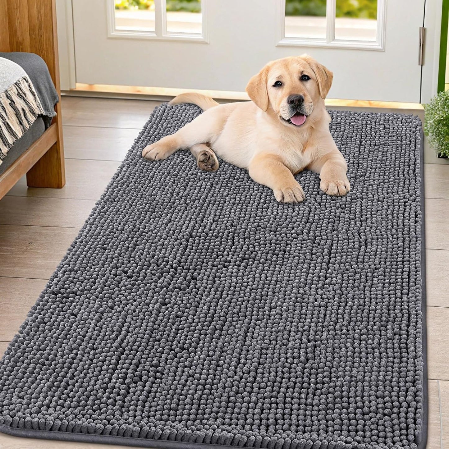 Smiry Dog Door Mat for Muddy Paws Absorbs Moisture and Dirt