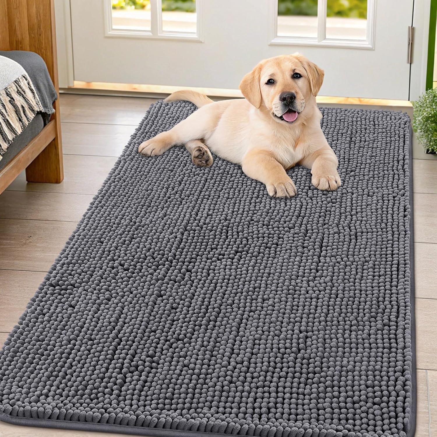 Smiry Dog Door Mat for Muddy Paws Absorbs Moisture and Dirt