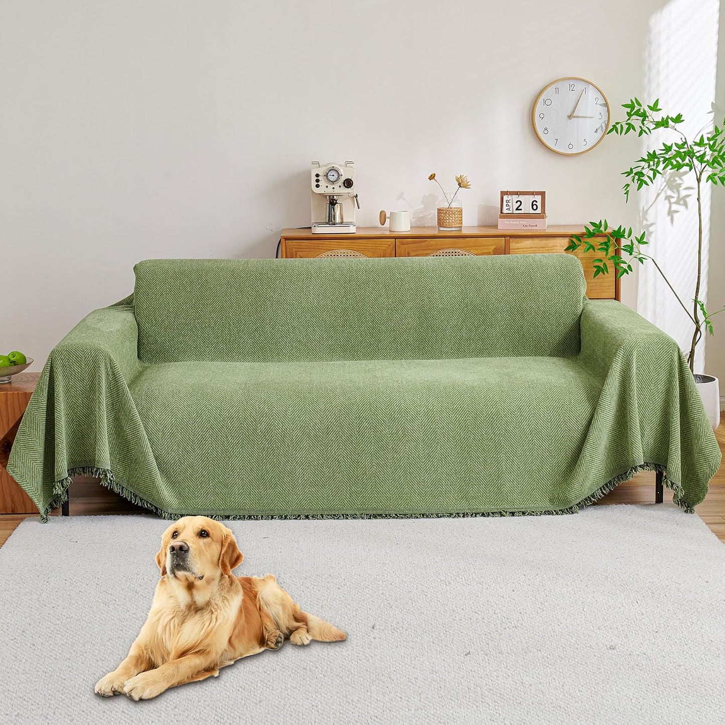 HAOMAIJIA Non Slip Couch Cover for 3 Cushion Sofa Protects