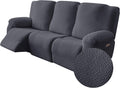 Dark Gray Recliner Sofa Covers - Stretch Stripe Jacquard Slipcover
