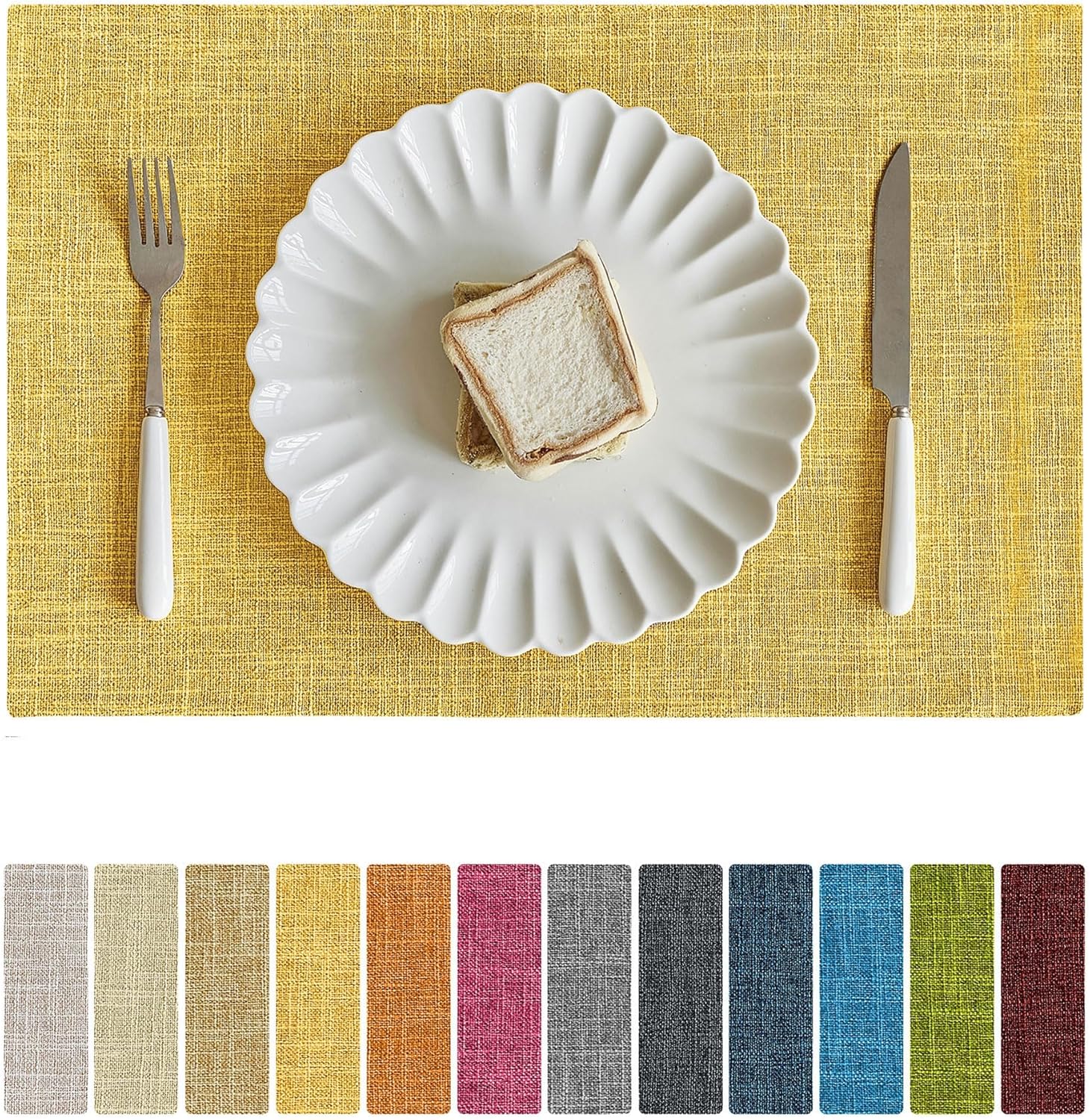 Softalker Faux Linen Placemats Set of 12 for Stylish Dining