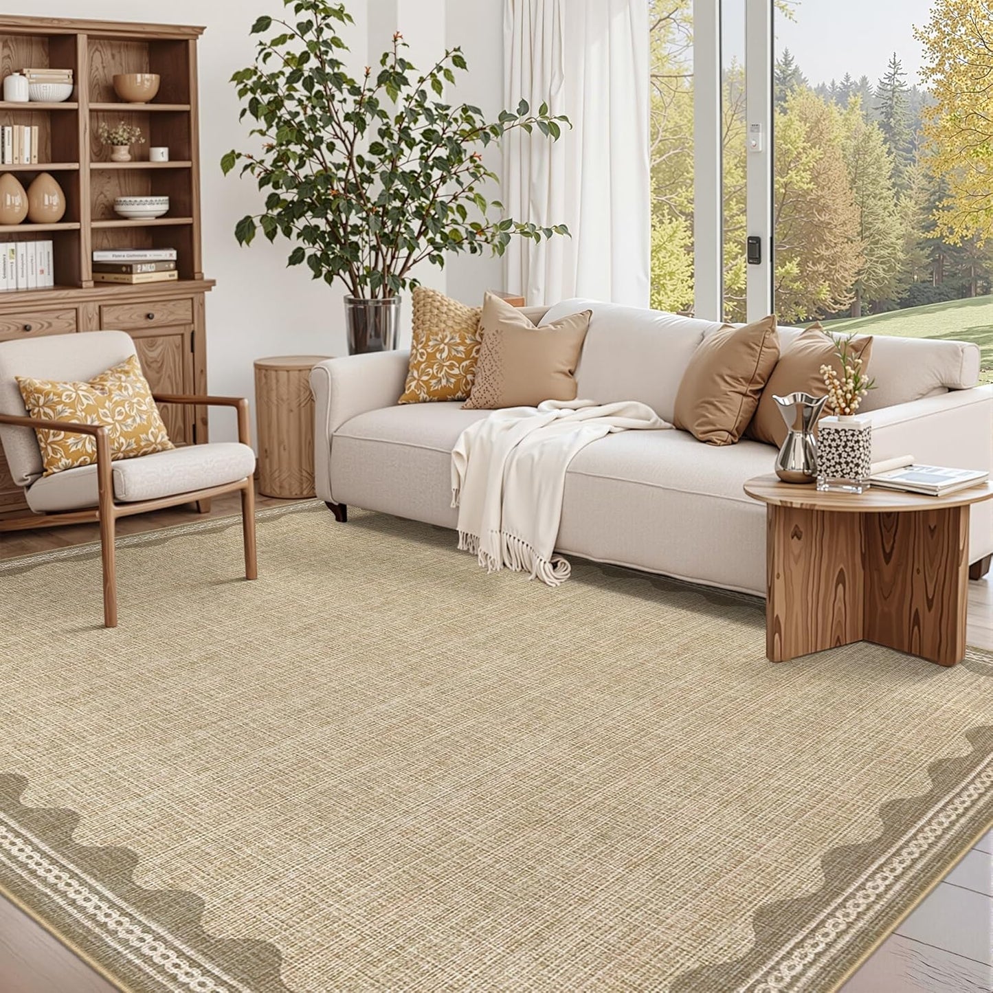 GarveeHome Scalloped Washable Area Rug 6x9 for Living Room