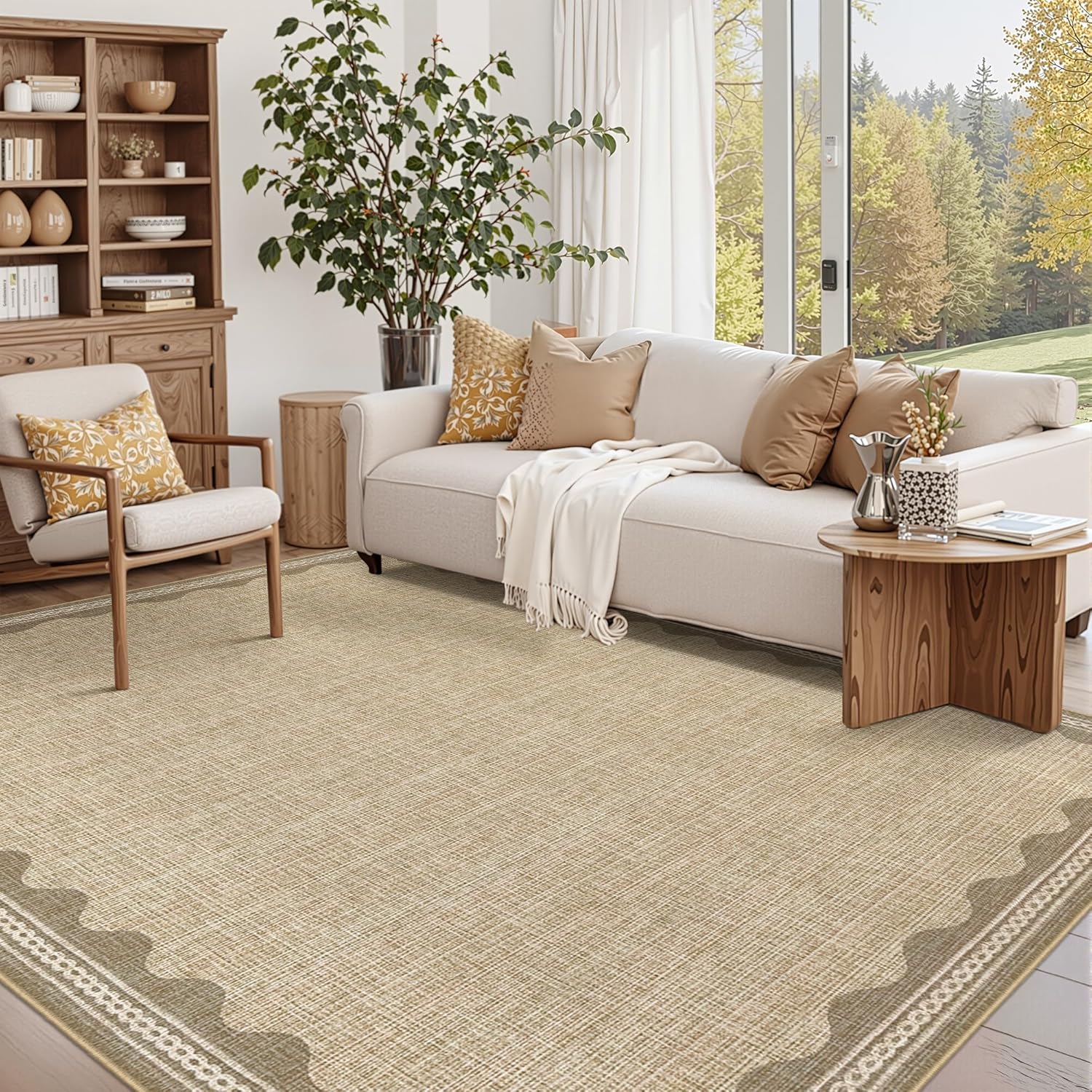 GarveeHome Scalloped Washable Area Rug 6x9 for Living Room