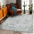 Washable Area Rug 4 ft x 6 ft Traditional Floral Distressed - Thin