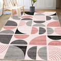 Pink Boho Washable Area Rug 3x5 - Soft Non Slip Modern Abstract