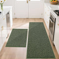 Kitchen Rugs and Mats 2PCS Runner Set - Absorbent Non-Slip Green