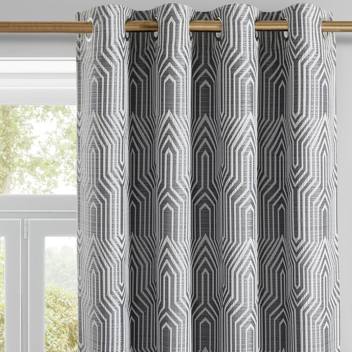 Dark Grey and Silvery Blackout Curtains for Bedroom Living Room