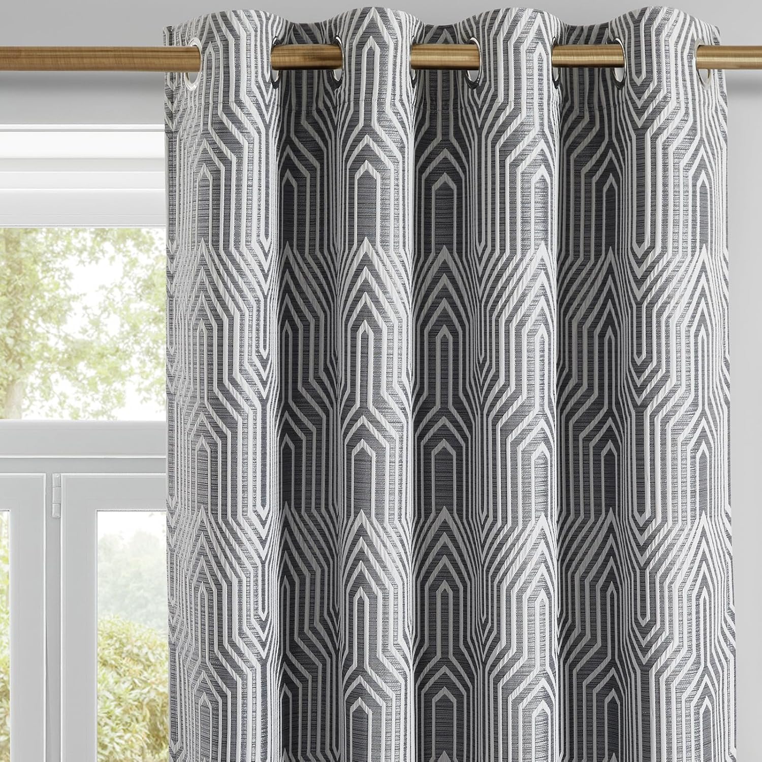 Dark Grey and Silvery Blackout Curtains for Bedroom Living Room