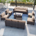 Kurapika 13 Piece Patio Furniture Set with 43in Propane Fire Pit