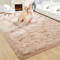 Large Fluffy Beige 8x10 Area Rug - Thick Shag Soft Plush Rug