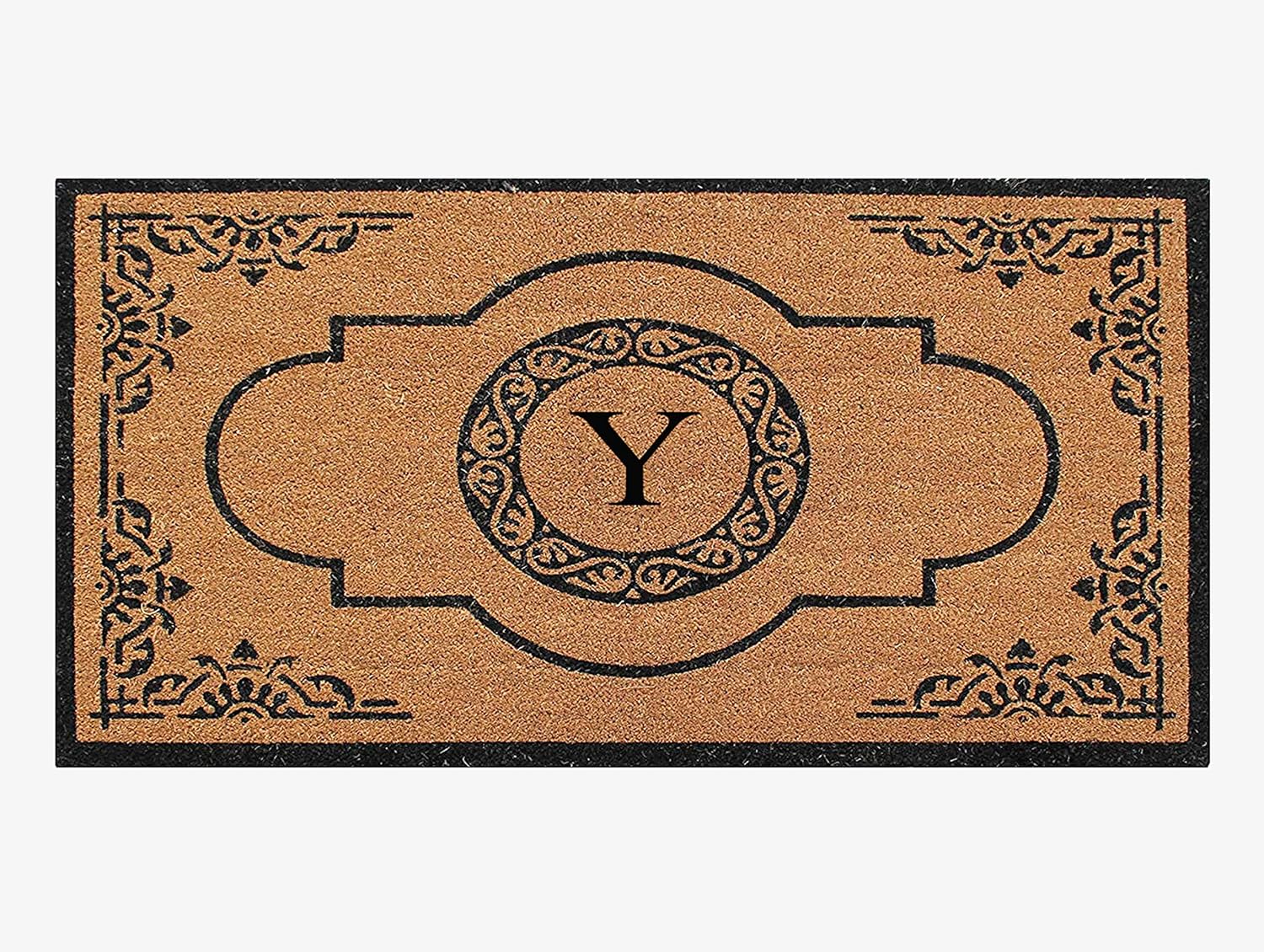 Natural Coir Monogrammed Door Mat for Front Door, 30x48 in