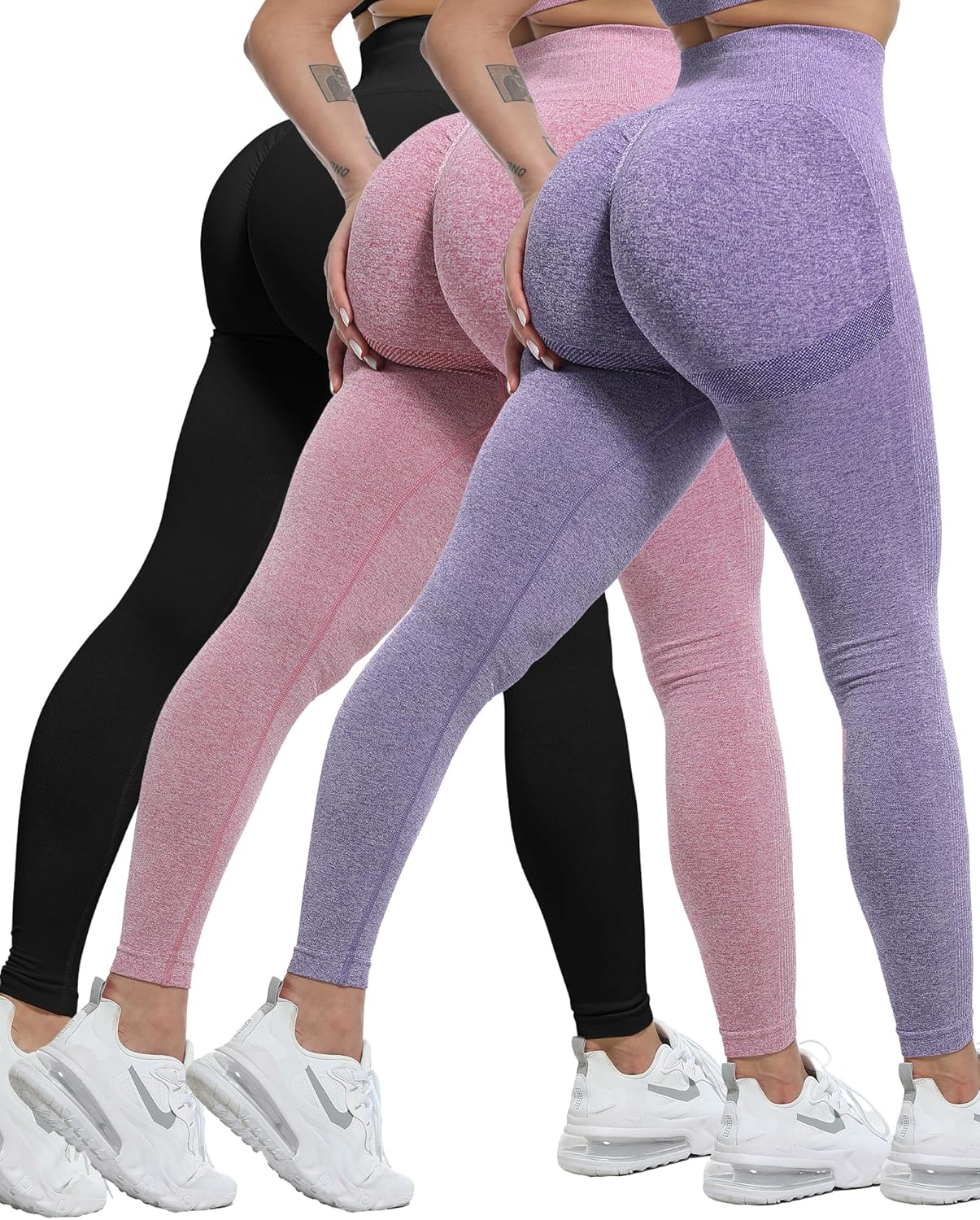 CHRLEISURE Workout Leggings Sets for Women - Seamless Butt Lifting