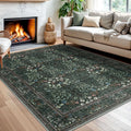 5x7 Area Rug for Bedroom - Dark Green Modern Floor Rug
