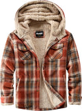 Elesuit Women's Plaid Fleece Flannel Jacket Hooded Sherpa Lined