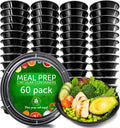 PrepNaturals Reusable Plastic Meal Prep Containers 60 Pack - Durable