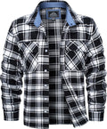 Men's Flannel Shirt Cotton Long Sleeve Plaid Button Up - Warm Comfort