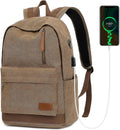 Canvas Laptop Backpack Waterproof School Backpack With USB Charging