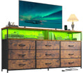 55 in W Dresser with 9 Drawers and LED TV Stand - Large Storage Chest
