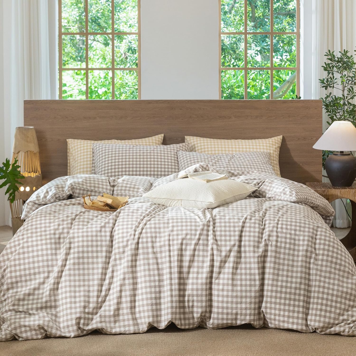 MooMee Gingham Duvet Cover Set for Cozy Bedroom Style