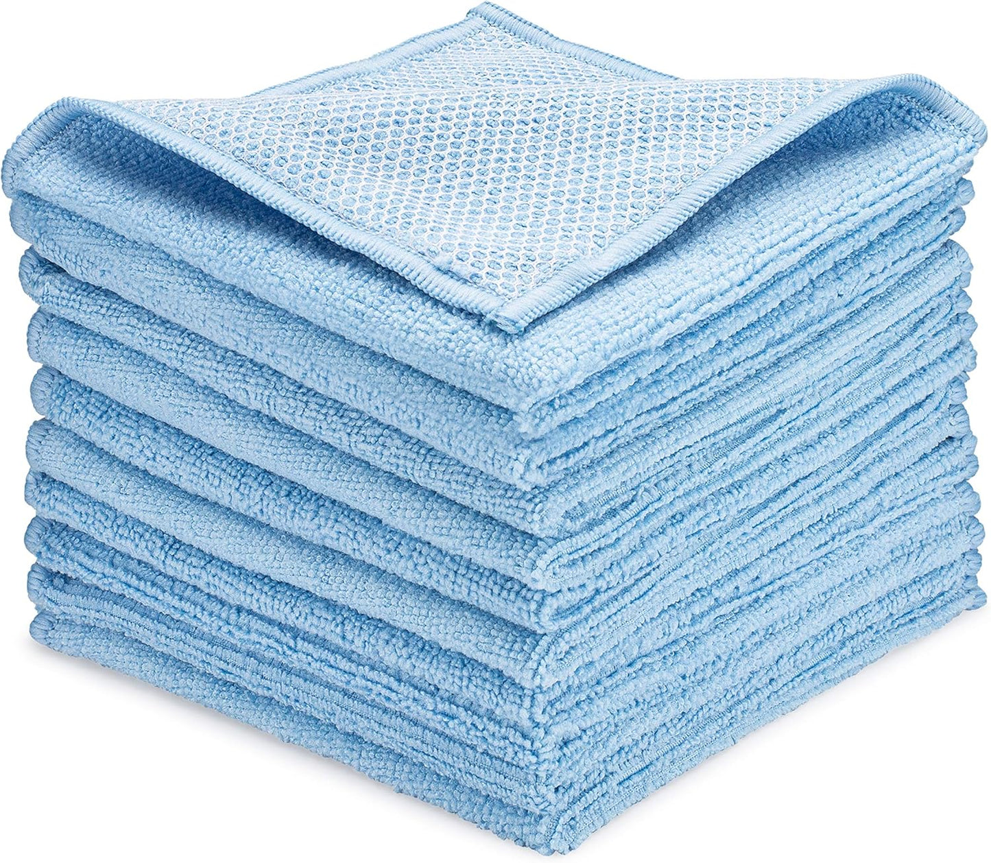 Zflow Microfiber Dish Cleaning Cloth - 10 Pack with Poly Scour Mesh
