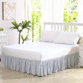 Cotton Ruffled Bedskirt Twin - Classic Blue Pinstripe Finish
