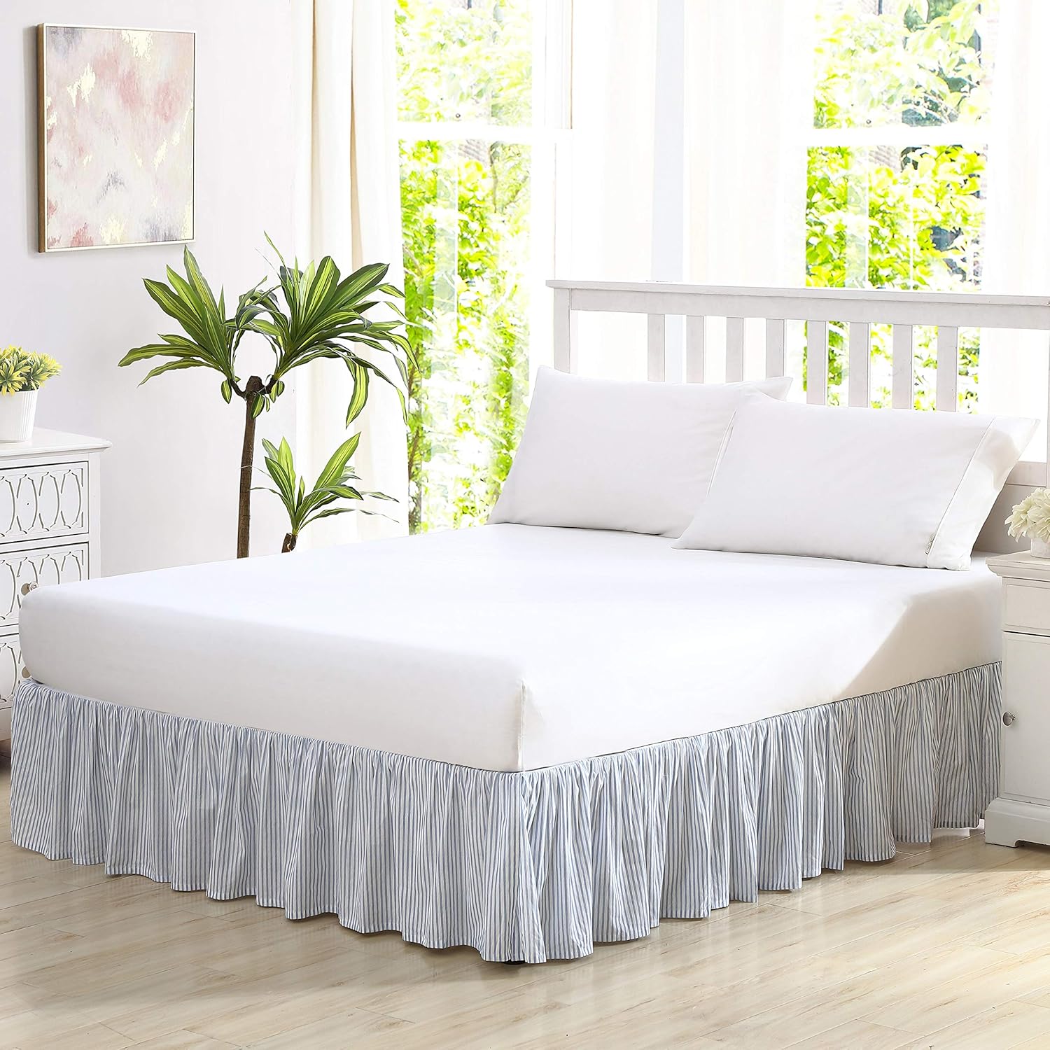 Cotton Ruffled Bedskirt with Classic Style for Twin Beds