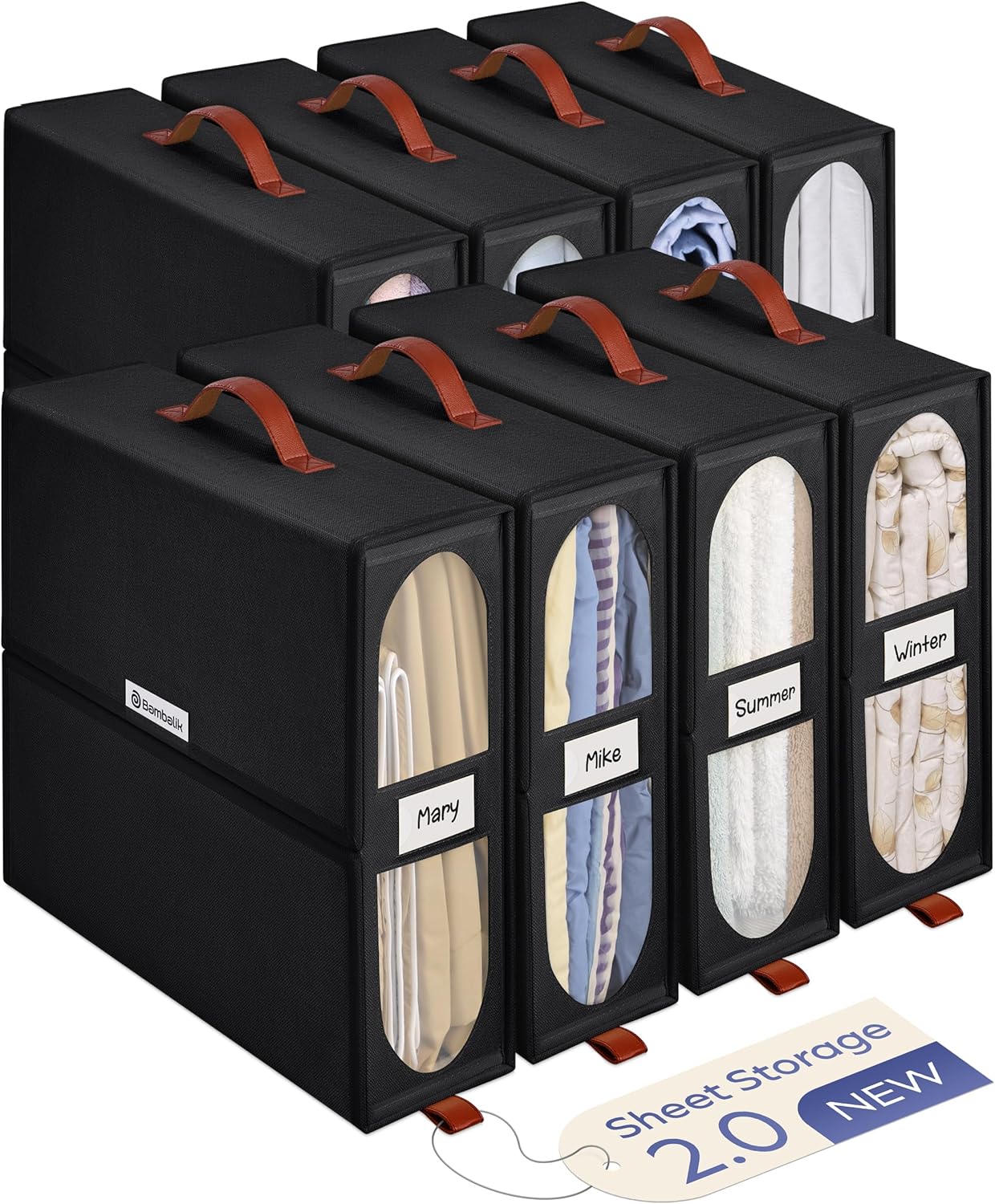 8x Bed Sheet Organizer Storage Boxes with Big See-Through Windows