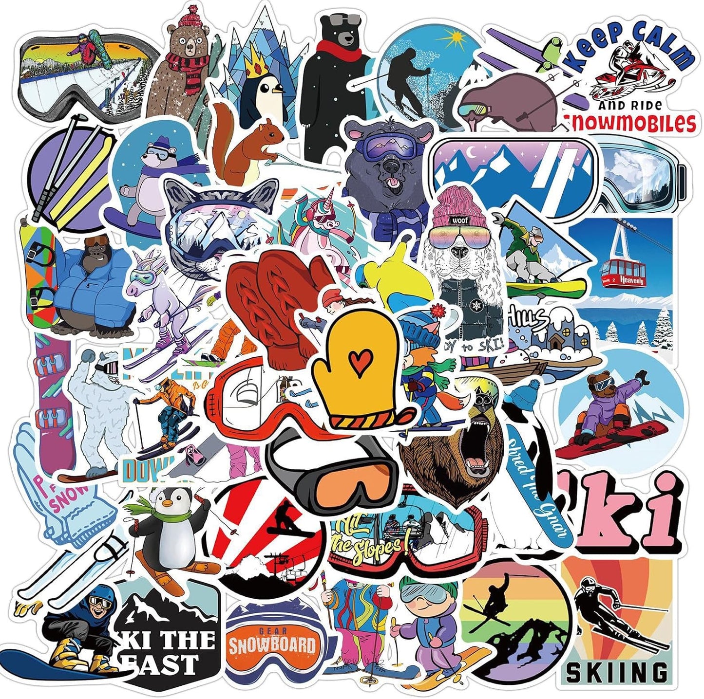 Winter Ski Waterproof Stickers - 100PCS by Maiousu