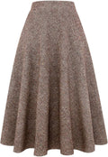 Long Plaid Wool Skirt for Women - High Waist Ankle-Length Flared