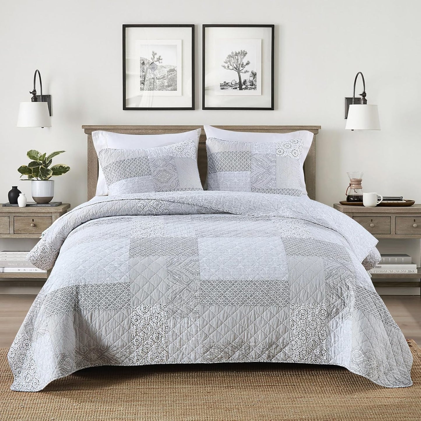 Secgo Queen Comforter Set - 100% Cotton Quilts for Cozy Sleep