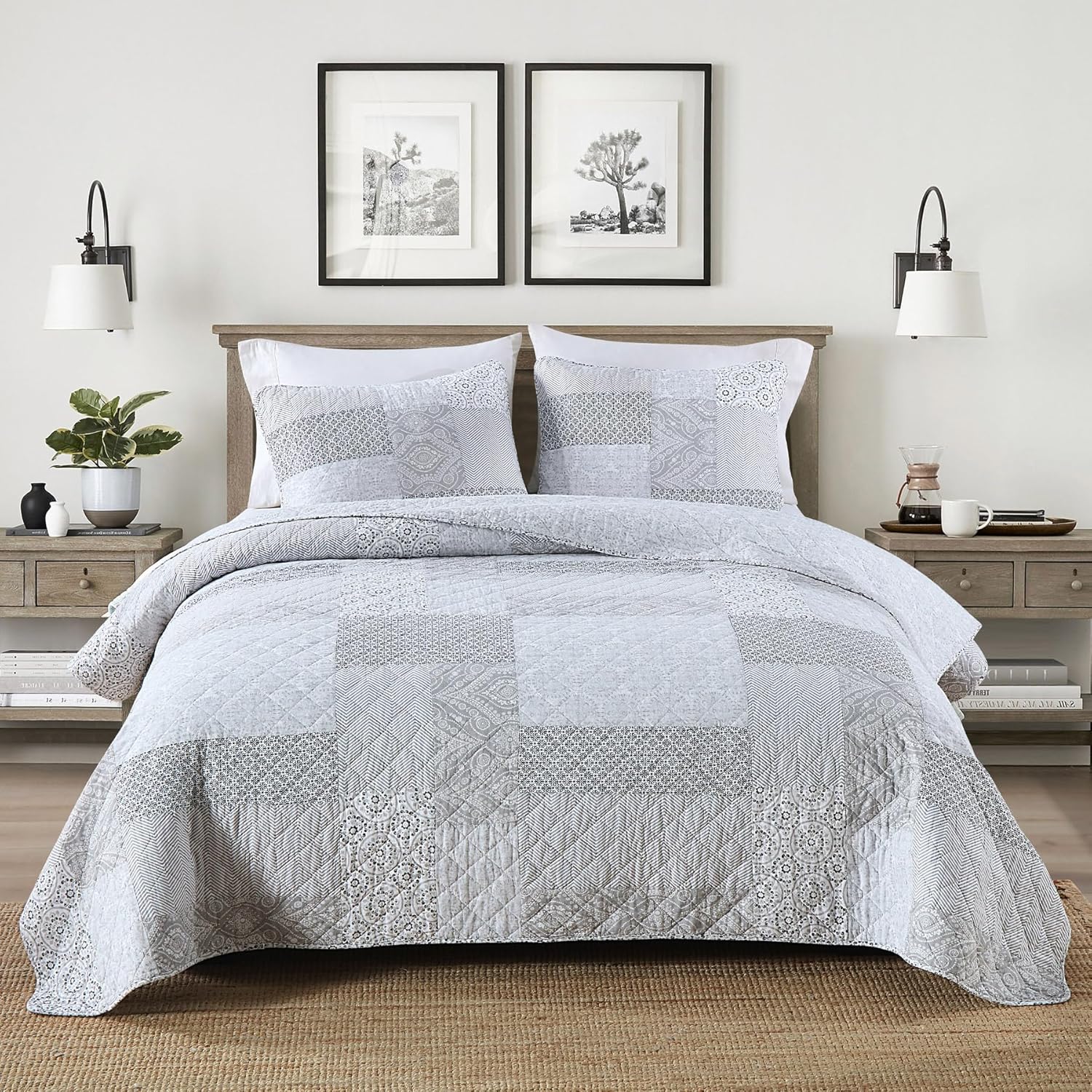 Secgo Queen Comforter Set - 100% Cotton Quilts for Cozy Sleep