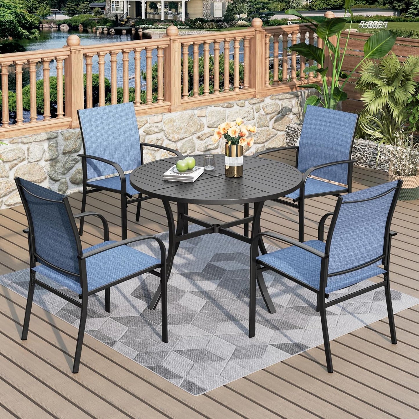 Patio Table and Chairs Set for 4 - 5-Piece Outdoor Dining Set