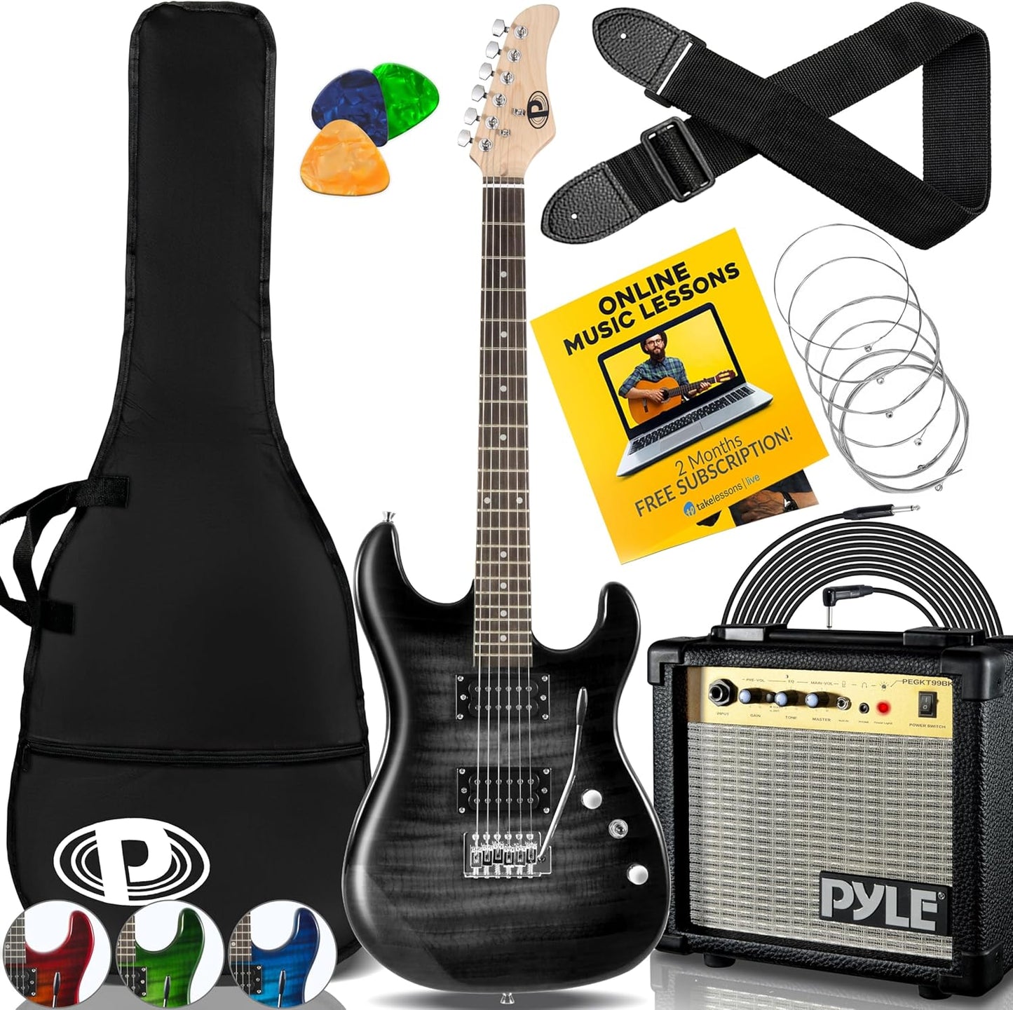 Pyle Electric Guitar Kit with Amp and Humbucker Pickups