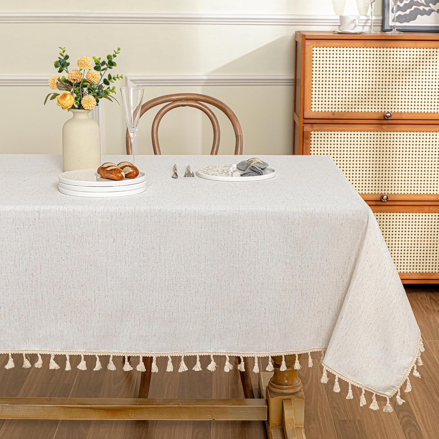 MYSKY HOME Heavy Duty Cotton Table Cloth for Dining and Parties
