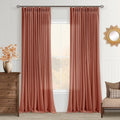 Terracotta Linen Curtains 102 in Long Pinch Pleated Panels - Soft