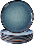 8.5 in Reactive Glaze Ceramic Plates Set of 6 - Handmade Stoneware