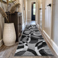 Contemporary Abstract Circles Runner Rug 2ft 7in x 10ft - Durable