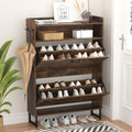 Shoe Cabinet with 2 Flip Drawers Slim Entryway Shoe Storage - Space