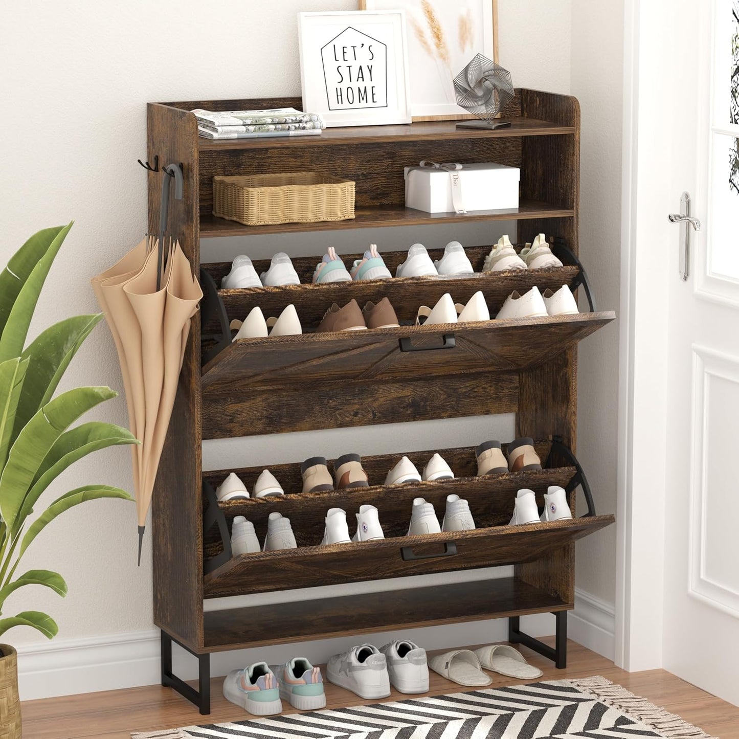 Shoe Cabinet with 2 Flip Drawers for Stylish Entryway Storage