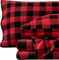 Bare Home Flannel Sheet Set Prints - Velvety Soft Buffalo Plaid Queen