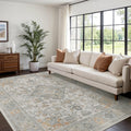 Bavni Vintage 8x10 Area Rug - Machine Washable Low-Pile Grey