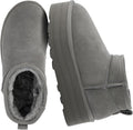 Womens Platform Ankle Boots Genuine Suede - Cozy Faux Fur Slip-On