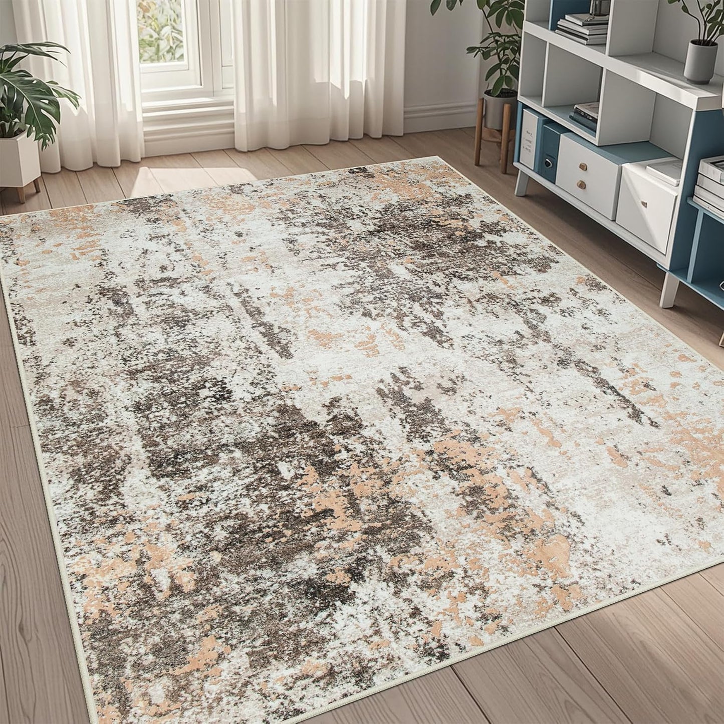 5x7 Area Rugs for Living Room: Abstract Non Slip Carpet